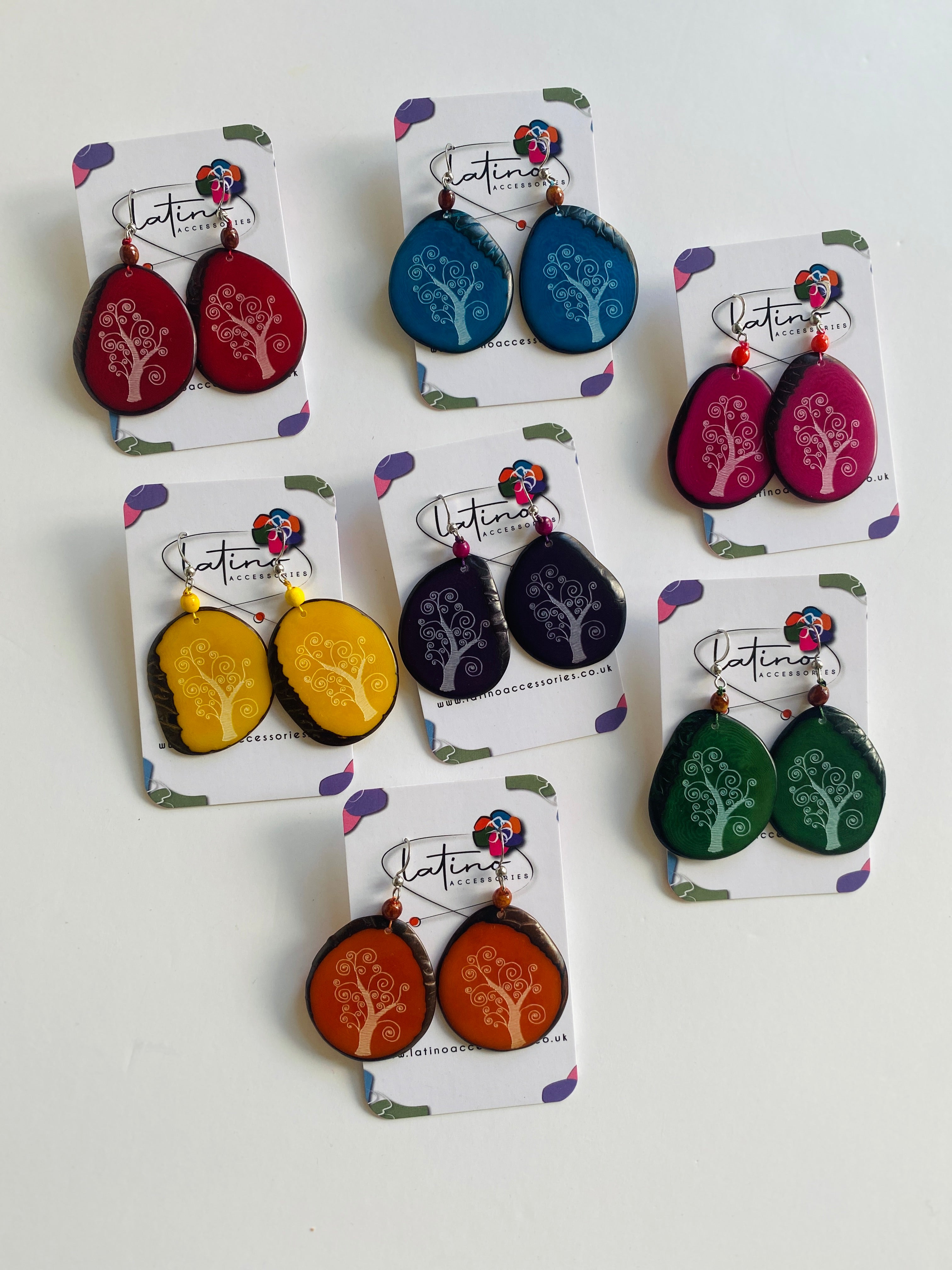 Blue Tree Tagua Earrings